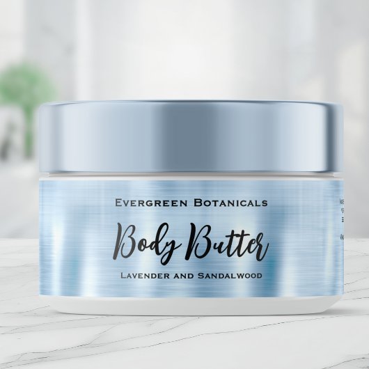 Cosmetica potje label - geborsteld baby blauw Foli