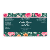 Cosmetica Zeep Verpakking Label Roze Groene Bloeme (Voorkant)