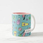 Cosmeticapatroon in de jaren '90 | Aangepaste naam Tweekleurige Koffiemok (Voorkant rechts)