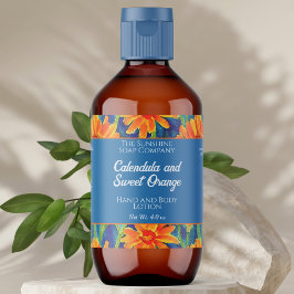 Cosmeticaverpakkingslabel - Blauw & Sinaasappel Etiket