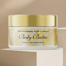 Cosmetics Body Butter Jar Label Ivory Gold glitter