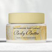 Cosmetics Body Butter Jar Label Ivory Gold glitter