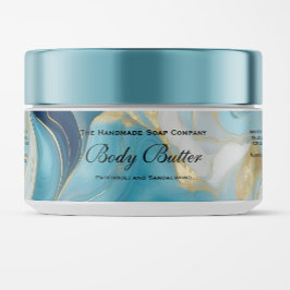 Cosmetics Jar Label - Blauw Marmer en Goud