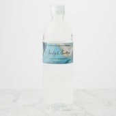 Cosmetics Jar Label - Blauw Marmer en Goud Waterfles Etiket (Voorkant)