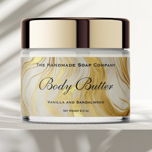 Cosmetics Jar Label - Ivoor Marmer en Goud Waterfles Etiket