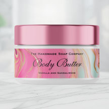 Cosmetics Jar Label - Roze Marmer en Gouden Folie