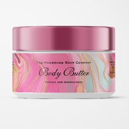 Cosmetics Jar Label - Roze Marmer en Gouden Folie