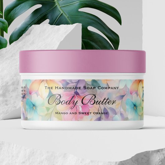 Cosmetics Jar Label - veelkleurige pastelbloemen