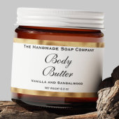 Cosmetics Jar Label - Wit en Faux geweven goud Waterfles Etiket