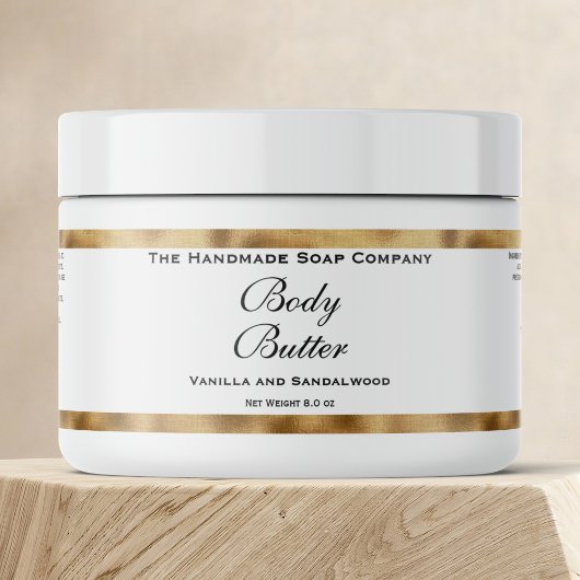 Cosmetics Jar Label - Wit en Faux geweven goud Waterfles Etiket