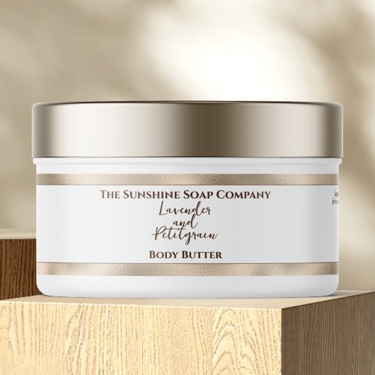 Cosmetics Jar Label - Wit met Pearl Folie