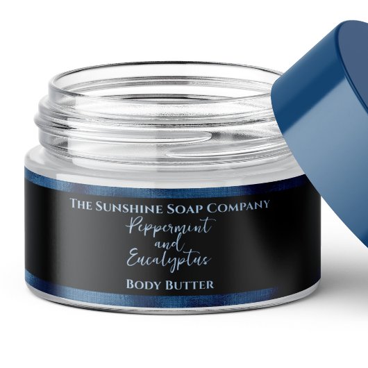 Cosmetics Jar Label - Zwart-Blauw Folie