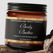 Cosmetics Jar Label - Zwart en Faux geweven goud Waterfles Etiket