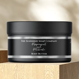 Cosmetics Jar Label - Zwart en Zilveren Folie