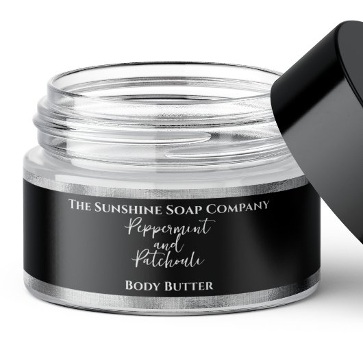 Cosmetics Jar Label - Zwart en Zilveren Folie