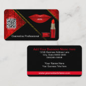 Cosmetics Professional | Rood-zwart | VISITEKAARTJ Visitekaartje (Voorkant / Achterkant)