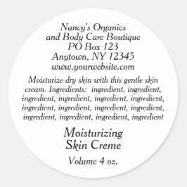 Cosmetisch Etiket met Ingrediënten - wit met zwart