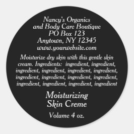 Cosmetisch Label met Ingrediënten - zwart met wit