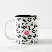 Cosmetisch patroon Aangepaste naam Tweekleurige Koffiemok (Links)