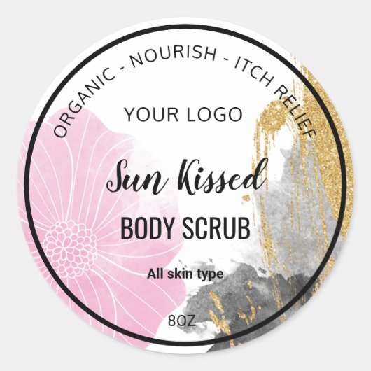 Cosmetisch product Etiket met waterkleurbloemen (Voorkant)