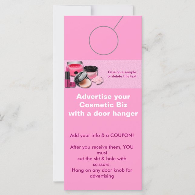Cosmetische Adverteren DEUR HANGER-labels (Voorkant)