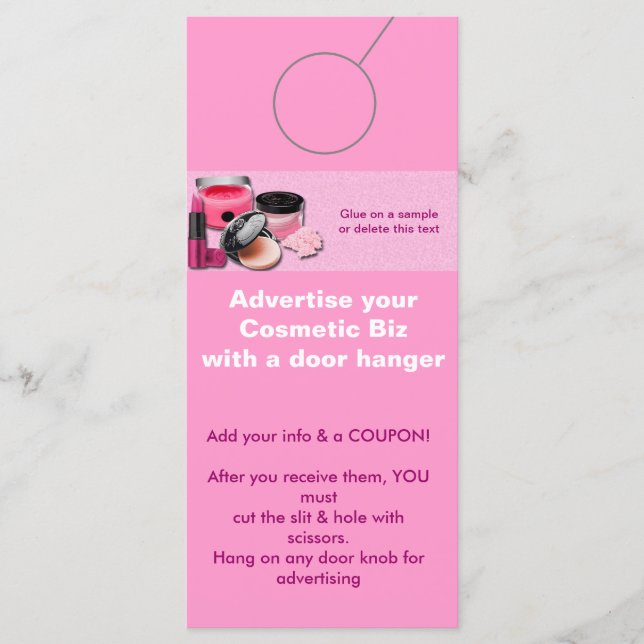 Cosmetische Adverteren DEUR HANGER-labels (Voorkant)