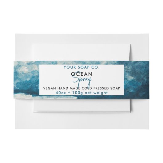 Cosmetische balk Zeep band Etiket Blauw Uitnodigingen Wikkel (Voorkant Voorbeeld)