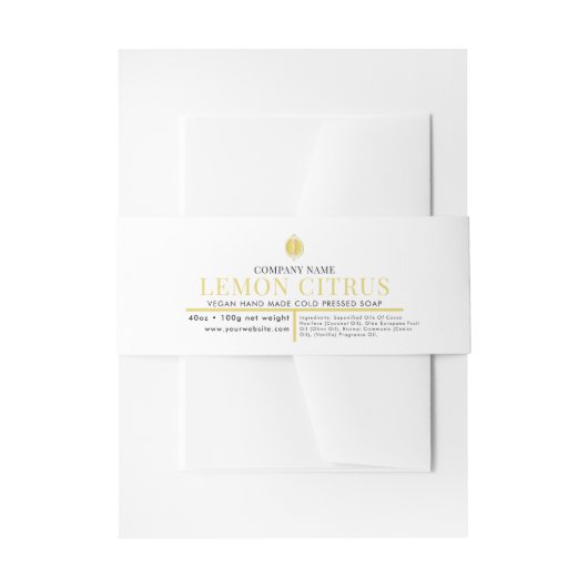 Cosmetische Bar Zeep Belly Band Label Wrap Lemon Uitnodigingen Wikkel (Voorkant Voorbeeld)
