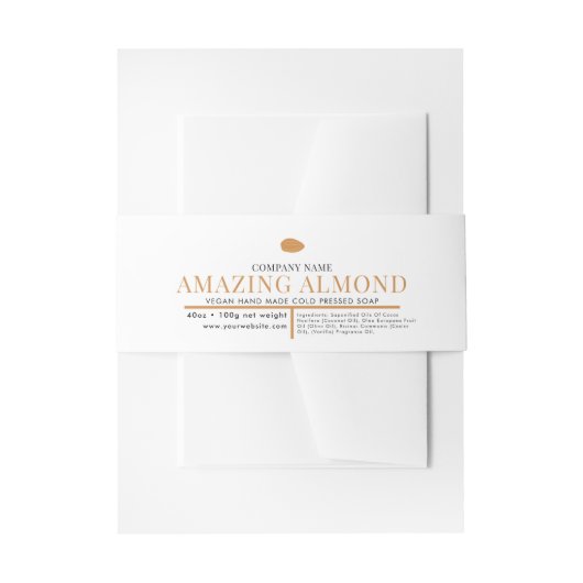 Cosmetische bar zeep buik band label wrap amandel uitnodigingen wikkel (Voorkant Voorbeeld)