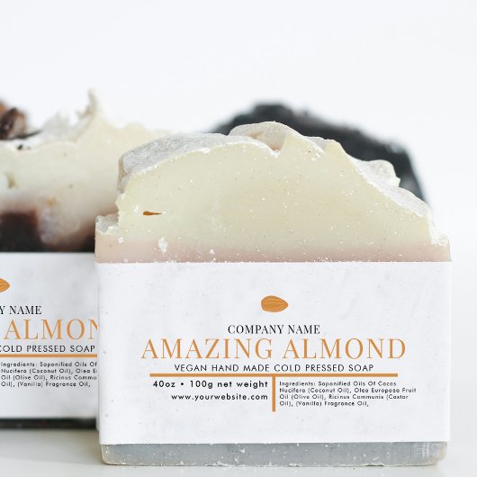 Cosmetische bar zeep buik band label wrap amandel uitnodigingen wikkel