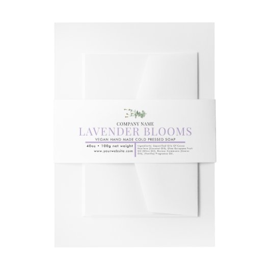Cosmetische bar zeep buik band label wrap lavendel uitnodigingen wikkel (Voorkant Voorbeeld)