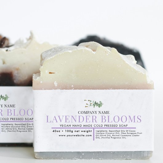Cosmetische bar zeep buik band label wrap lavendel uitnodigingen wikkel