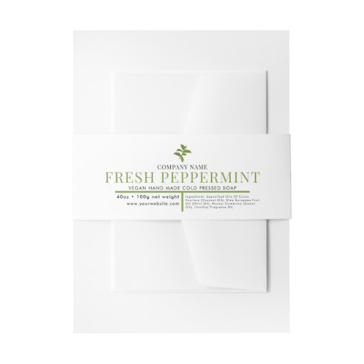 Cosmetische bar zeep buik band label wrap pepermun uitnodigingen wikkel (Voorkant Voorbeeld)