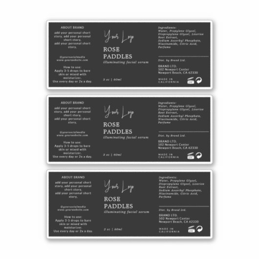 Cosmetische Dropper Flaceletiket Sticker (Voorkant)