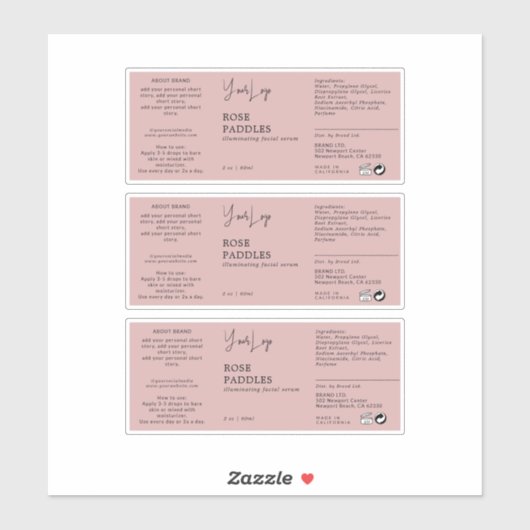 Cosmetische Dropper Flaceletiket Sticker (Vel)