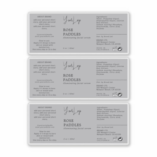 Cosmetische Dropper Flaceletiket Sticker (Voorkant)