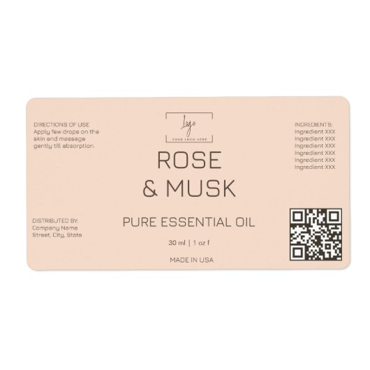Cosmetische etiketten Dropper Logo fles met Qrcode (Voorkant)