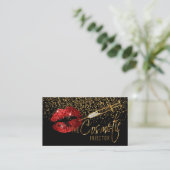 Cosmetische injector met Gold Confetti & Red Lips Visitekaartje (Staand voorkant)