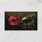 Cosmetische injector met Gold Confetti & Red Lips Visitekaartje (Voorkant)