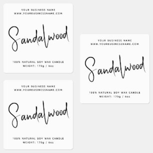 Cosmetische-kaarsenlabel met modern script labels
