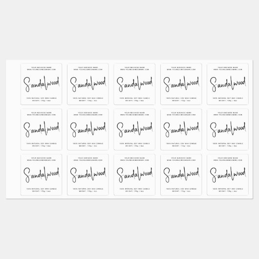 Cosmetische-kaarsenlabel met modern script labels (Vel)