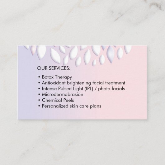 Cosmetische make up studio visitekaartje (Achterkant)