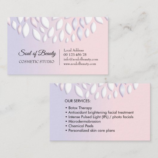 Cosmetische make up studio visitekaartje (Voorkant / Achterkant)