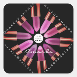 Cosmetische makreel Artist roze lipstick Logo Vierkante Sticker