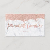 Cosmetische roos goudtypografie glitter marmer visitekaartje (Voorkant)