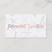Cosmetische roos goudtypografie witte marmer visitekaartje (Voorkant)