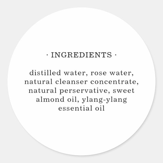 Cosmetische schoonheidsproductlijst ronde sticker (Voorkant)