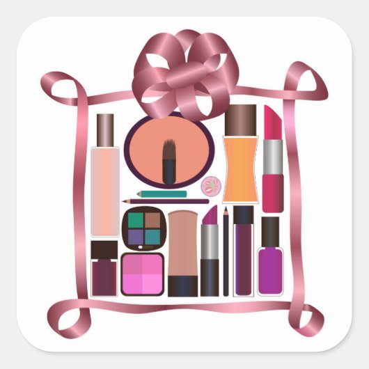 Cosmetische set vierkante sticker (Voorkant)