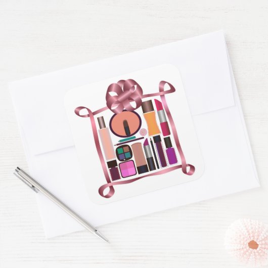 Cosmetische set vierkante sticker (Envelop)