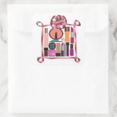 Cosmetische set vierkante sticker (Tas)